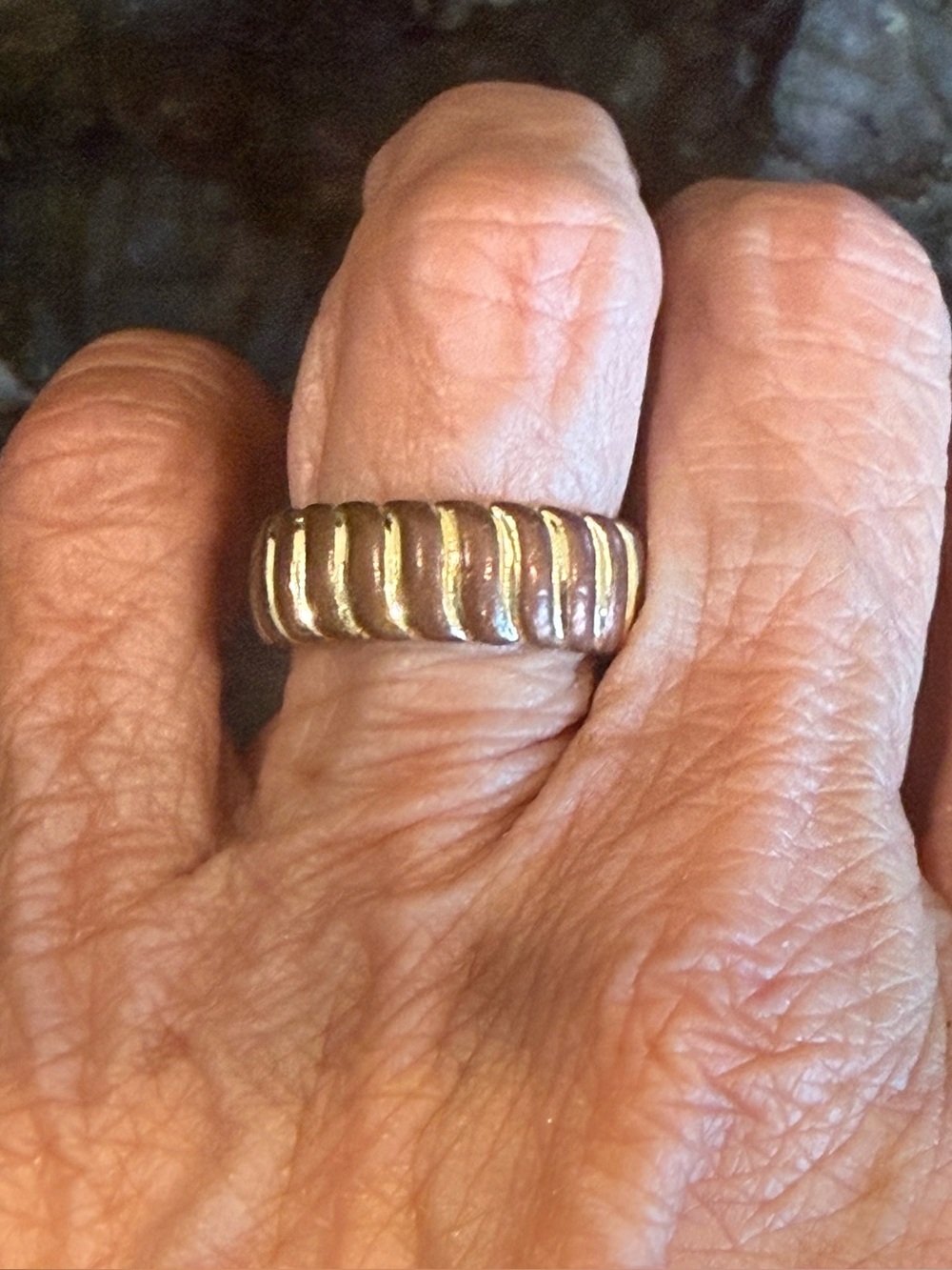Textured Ribbed Gold Ring for Women